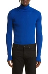 Off-white Helvet Fine Gauge Rib Turtleneck Sweater In Blue