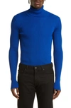 Off-white Helvet Fine Gauge Rib Turtleneck Sweater In Blu