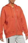 Nike Sportswear Phoenix Fleece Full Zip Hoodie In Mantra Orange/sail