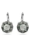 Swarovski Millenia Rhodium-plated Round-cut Crystal Earrings In Charcoal