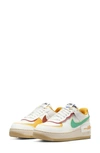 Nike Air Force 1 Shadow Leather Sneakers In Summit White/neptune Green/yellow Ochre