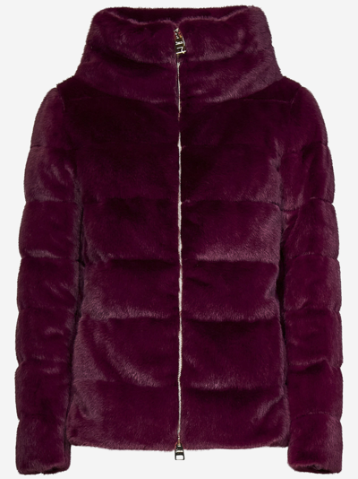 Herno Faux Fur Padded Jacket In Rosa