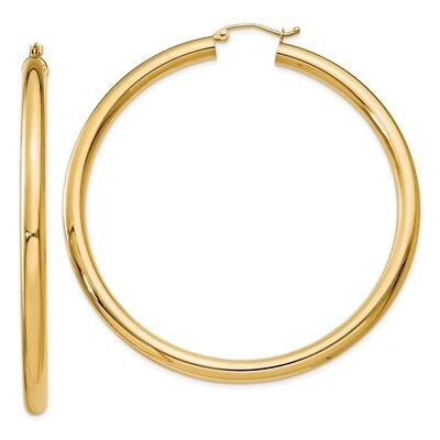 Pre-owned Superdealsforeverything Real 14kt Yellow Gold Polished 4mm Lightweight Tube Hoop Earrings