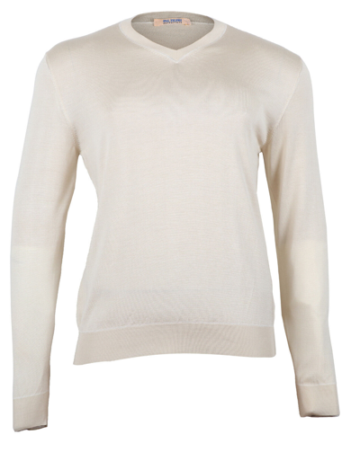 Pre-owned Pal Zileri Sartoriale V-neck Light Beige Silk Sweater, Size S,m,l Free Shipping