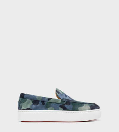 Pre-owned Christian Louboutin Paqueboat Camouflage Suede Sneakers In Multicolor