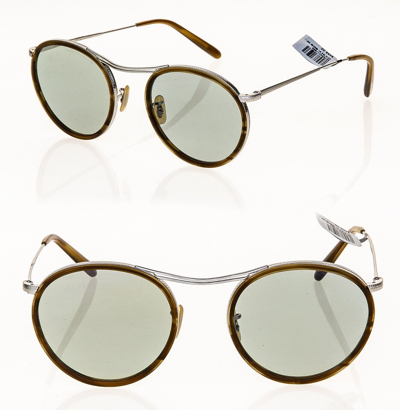 Pre-owned Oliver Peoples Ov1219 Mp-3 30th Silver Brown Green Round Vintage Sunglasses 1219