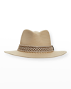 Rag & Bone Packable Leather And Crochet-trimmed Straw Fedora In Natural