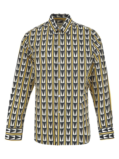 Lanvin Black, White And Light Yellow Cotton Shirt