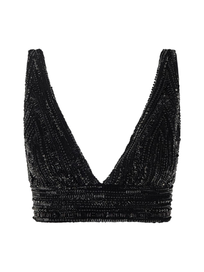 Elisabetta Franchi Paillettes Top In Black