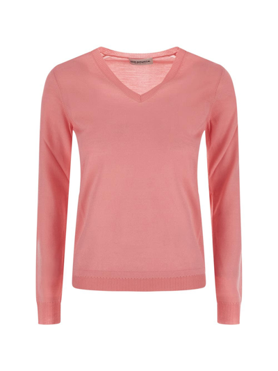 Goes Botanical V-neck Sweater In Pink