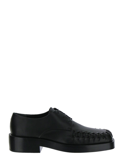 Jil Sander Braided Leather Lace Up Shoes In Black