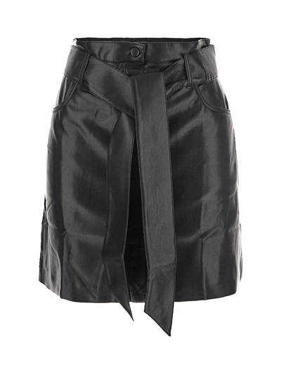Nanushka Meda Belted Vegan Leather Mini Skirt In Black