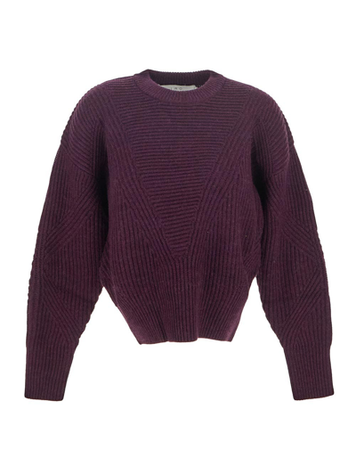Iro Mona Ribbed Crewneck Sweater In Purple