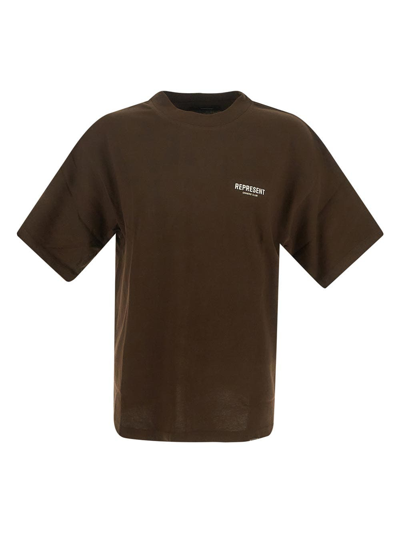 Represent Owners Club Logo Cotton T-shirt In Brown