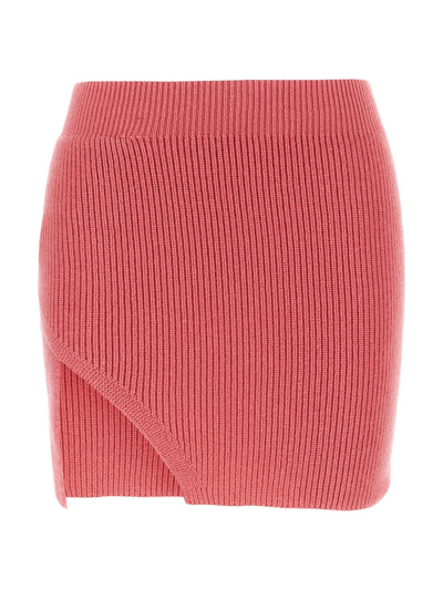 Laneus Mini Knit Slit Skirt In Pink
