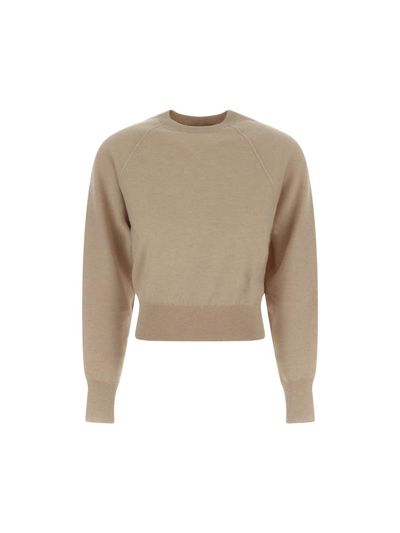 Gentryportofino Crewneck Knit Sweater In Beige