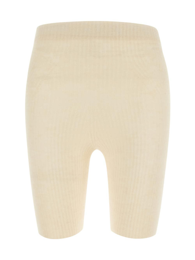 Laneus Elasticated-waist Ribbed-knit Shorts In Cream