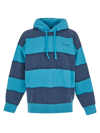 Botter Raw Edge Striped Hooded Sweatshirt In Stripe  Blue Navy