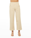 Spanx Cropped Wide-leg Mid-rise Stretch Cotton-blend Trousers In Almond