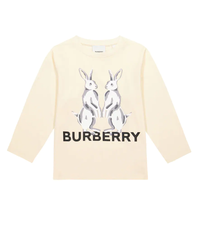 Burberry Kids' Printed Logo Cotton Jersey T-shirt In Warm Ivory
