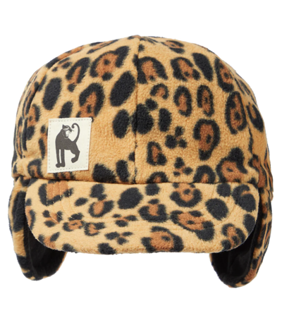 Mini Rodini Kids' Leopard-print Fleece Hat In Beige