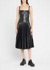 Proenza Schouler White Label Drop Waist Pleated Faux Leather Midi Dress In Black