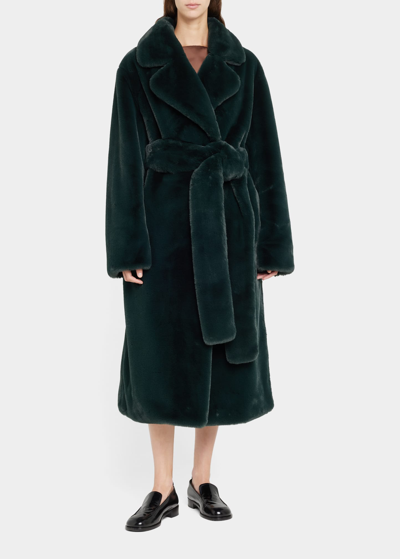 Proenza Schouler White Label Faux Fur Belted Coat In Pine