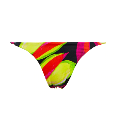 Louisa Ballou Mini Ring High-rise Bikini Bottoms In Electric Pink Flower