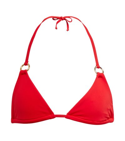 Louisa Ballou Mini Ring Bikini Top In Cherry Red