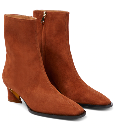 Zimmermann Crescent Suede Ankle Boots In Tan