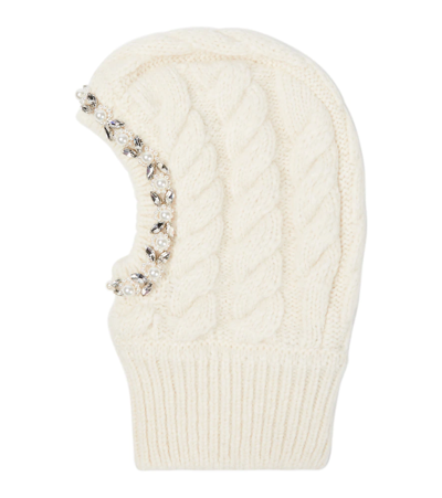 Simone Rocha Knitted Alpaca-blend Embellished Hat In Nude