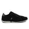 Hugo Boss Saturn Low Leather Detail Trainer In Black