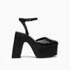 Coperni Bridge Snakeskin Platform Sandals In Black