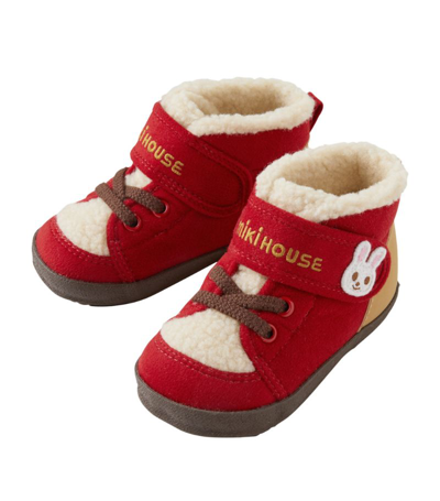 Miki House Babies' Embroidered Bunny Boots In Red
