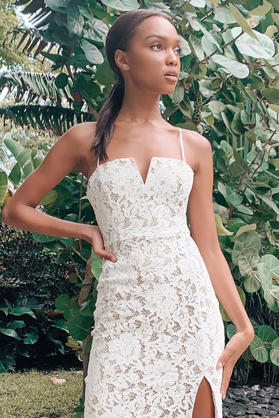 Lulus Amazing Allure White Crochet Lace Bodycon Midi Dress