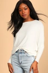 Lulus Basics Verla Ivory Dolman Sleeve Sweater Top In Ivory