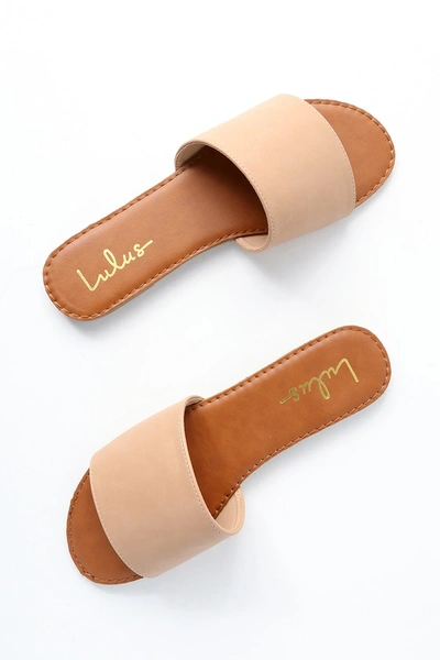 Lulus Addison Natural Slide Sandal Heels In Beige