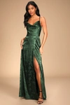 Lulus Simply Dreamy Emerald Green Satin Floral Jacquard Maxi Dress In Emerald Green