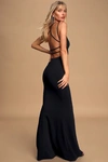 Lulus All This Allure Black Strappy Backless Mermaid Maxi Dress In Black