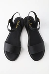Lulus Hearts And Hashtags Black Flat Sandal Heels In Black