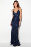 Lulus Valhalla Navy Blue Sequin Lace-up Maxi Dress In Navy Blue