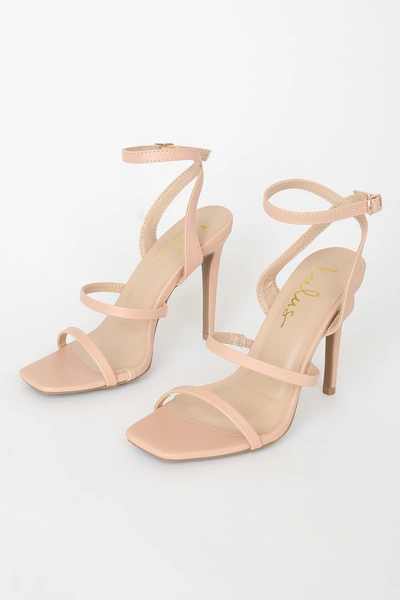 Lulus Leticiya Light Nude Ankle-strap High Heel Sandal Heels In Beige