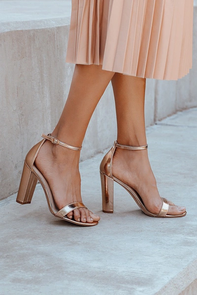 Lulus Taylor Rose Gold Ankle Strap Heels