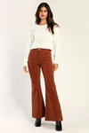 Rolla's East Coast Rusty Brown Corduroy High Rise Flare Pants In Brown