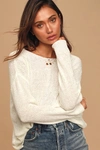 Lulus Positive Affirmations Ivory Loose Knit Sweater In Ivory