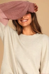 Lulus Cold Front Cream Color Block Knit Oversized Sweater In Beige