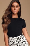 Lulus Basics Skyra Black T-shirt Bodysuit In Black