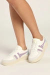 Gola Grandslam Trident White Multi Color Block Genuine Suede Leather Sneakers In White