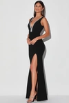 Lulus Stunned By You Black Rhinestone Mermaid Maxi Dress In Black