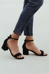 LULUS HARPER BLACK SUEDE ANKLE STRAP HEELS